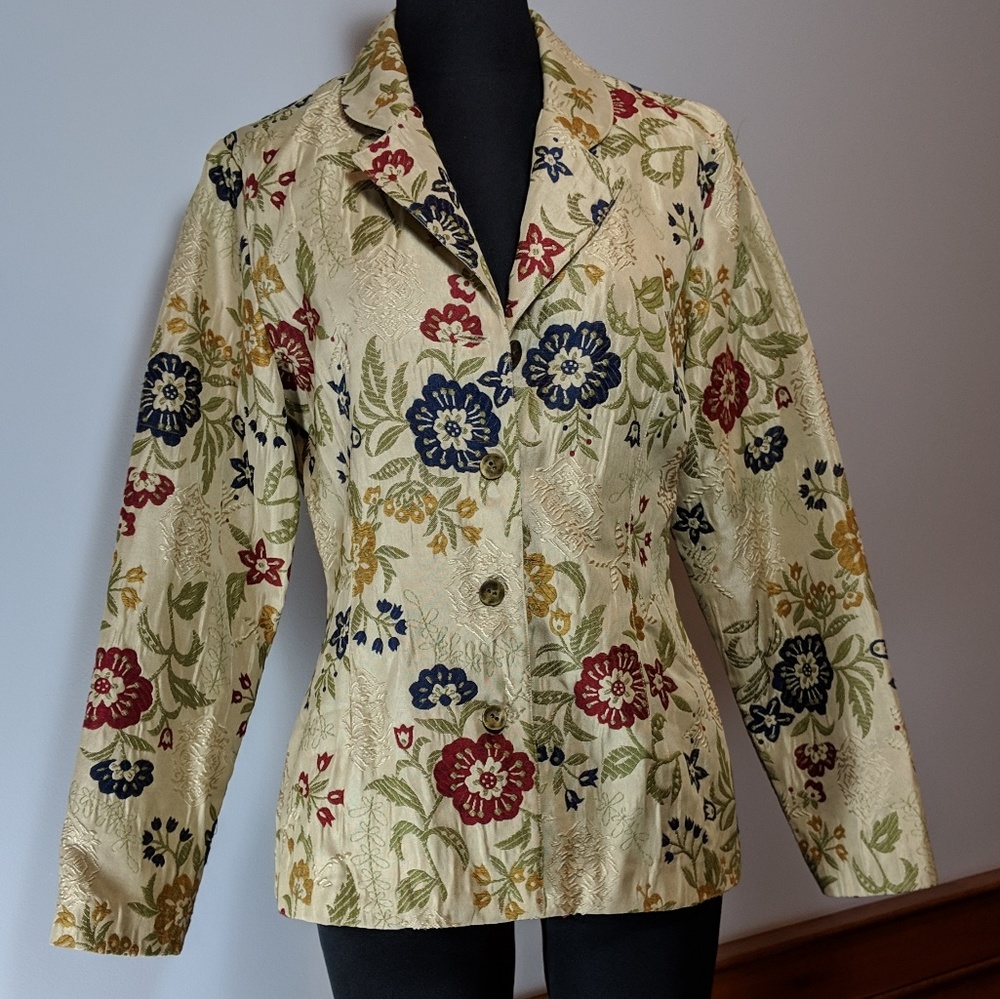 ALFRED DUNNER Floral Tapestry Blazer Jacket Sz 10